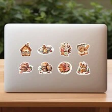 Bộ 50 miếng dán trang trí Giáng sinh hình bánh gừng chống thấm nước, thích hợp để dán lên laptop, máy tính để bàn, điện thoại, ốp lưng điện thoại thông minh, đàn guitar, bàn làm việc, cốc, đồ du lịch, xe máy, phụ kiện ô tô. - Xem 3