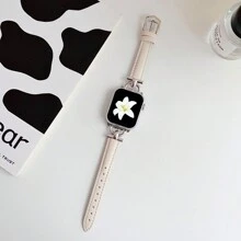 1条装饰时尚优雅纤薄真皮表带，兼容 Series 10/9/8/7/6/5/4/3/2/1 SE，女士款，金色、银色、万圣节黑色吊坠，运动纤薄风格，尺寸：38mm、40mm、41mm、42mm、44mm、45mm、46mm、49mm - 米色 - 查看 3