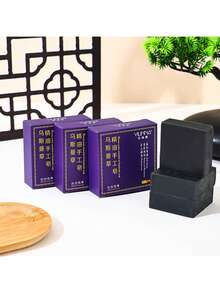 1 pieza de 55g Barra de champú artesanal cuadrada de He Shou Wu (Fo-Ti), color de cabello negro, limpieza y control del aceite, extracto vegetal - cuadrado negro - Ver 6