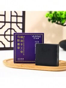 1 pieza de 55g Barra de champú artesanal cuadrada de He Shou Wu (Fo-Ti), color de cabello negro, limpieza y control del aceite, extracto vegetal - cuadrado negro - Ver 5