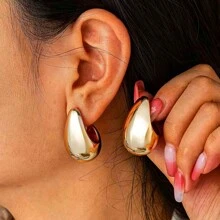 1 Paar neue, europäisch und amerikanisch modische, personalisierte kleine Wassertropfen UV-vergoldete CCB-Ohrringe