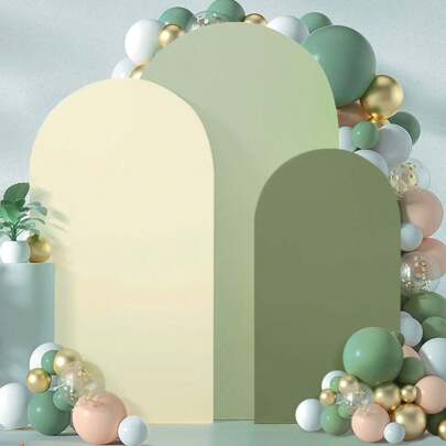 Conjunto de 3 capas para arco, 3 peças, 4 pés, 5 pés e 6 pés, capas para fundo de arco redondo, tecido elástico para arco de elastano, decoração de suporte de arco de casamento e festa de aniversário (série verde), Natal