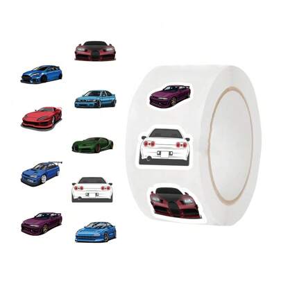 500PCS JDM Sport Stickers Roll 10 Styles Car Racing Stickers Water Bottles Vinyl Sticker (500PCS Per Roll)
