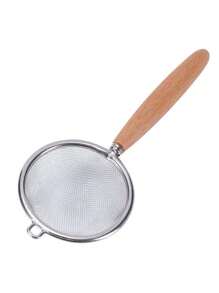 1pc Stainless Steel Slotted Spoon With Wooden Handle, Household Kitchen Strainer Mesh Skimmer Net Ladle For Hot Pot, Frying, Tea Filtration - Multicolor - View 10