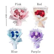 1PC Kunstmatig Bloemenboeket Bevat 11 Kunstrozen, Bloemen Inpakpapier, 33cmx22cm Onsterfelijke Zeepbloemen, Geschikt Als Verjaardags- Of Jubileumcadeaus Voor Moeder, Beste Vrienden, Moederdag Valentijnsdag Cadeaus, Bruiloft Souvenirs En Festivals Feest Thuis Tafeldecoratie Cadeaus, Verjaardags- Of Feestcadeau Voor Vrouwen, Valentijnsdag, Cadeau