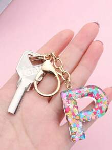 1 Pc 26Letter Keychain Ring Bag Backpack Charm Car Hanging Pendant Women Gift Cute Sequins Resin Key Chain Wallet And Handbag Accessories Keychain With Tassels Alphabet Initial Letter A-Z,Christmas
