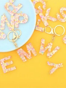 1 Pc 26Letter Keychain Ring Bag Backpack Charm Car Hanging Pendant Women Gift Cute Sequins Resin Key Chain Wallet And Handbag Accessories Keychain With Tassels Alphabet Initial Letter A-Z,Christmas