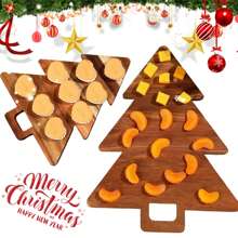 Tabla de cortar de pan con forma de árbol de Navidad de madera, bandeja para hornear y pastelería, adecuada para decoración navideña de cocina, decoraciones navideñas, regalos de Navidad, suministros para fiestas navideñas - Marrón - Ver 6
