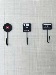 1st vintage dörrkrokar för hörlurar, skivor/band/skivor stil spikfria krokar för kontorsskåp, arbetsrum, e-sportrum - Multifärgad - Visa 3