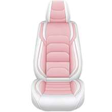 Faux Leather Car 5 Seat Covers Seat Covers Full Set Front & Rear Interior Seat Cushion Protector Full Wrapped Dessign With Back Organizer For Car Sedan SUV Truck - Hồng/Trắng - Xem 4