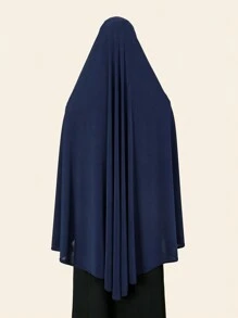 1 件女式超大无袖纯色休闲头巾，带下巴遮盖，Al-Amira，Khimar，设计，适合日常佩戴头带 Abaya 配饰女式面纱 - 藏藍色 - 查看 4