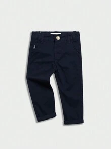 Young Boys Embroidered Logo Casual Pants, Spring Autumn - Navy Blue - View 11