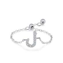 1pc Elegant 925 Sterling Silver Arabic Alphabet Chain Adjustable Ring For Women Wedding Birthday Mother Days Day Gift