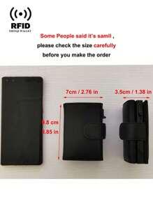 超薄纤维皮革男士钱包，时尚卡包，三折钱包，零钱包，智能超薄零钱包，时尚钱包，父亲节礼物（送给爸爸、男友、爷爷、丈夫、朋友、兄弟），休闲复古男士卡包，卡包，名片夹，信用卡夹，迷你钱包，RFID钱包 - 黑色 - 查看 5