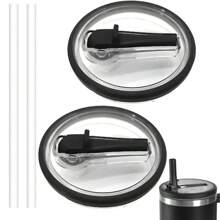 40 盎司玻璃杯翻盖吸管替换盖，2 包翻盖吸管替换盖，防溢防溅玻璃杯盖