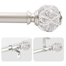 1 pieza Barra de cortina de metal plateado reforzada, Riel de cortina de acero inoxidable de 28-122 pulgadas, Terminales decorativos de barra de cortina de resina con lámina de oro, 1 pulgada de diámetro, impermeable, resistente a la oxidación, de alta calidad, versátil, fácil instalación, antideslizante, adecuado para baño, dormitorio, sala de estar, accesorio ideal para la decoración del baño - Multicolor - Ver 1