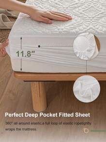 1pc Waterproof Fitted Sheet, Beding, Bed Sheet, Mattress Cover, Soft And Comfortable Mattress Protector, Breathable Bed Cover, Dustproof And Non-Slip Design, Ideal Easter Gift, For Mother's Day Gift, Perfect Holiday Gift, For Single/Twin/Full/King/Queen Bed Sizes, Machine Washable (Without Pillowcase) - White - View 4