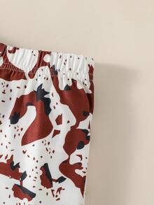 Conjunto de 2 peças de blusa e calça de manga comprida estampada confortável para bebês meninas, outono/primavera - Branco - Ver 5