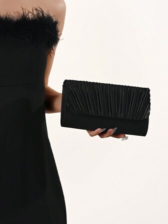 Kvinnor Elegant veckad satäng clutch handväska för bröllopsfest Högtidliga tillfällen Envelop Flap Kedja Axel Crossbody väska, perfekt för fest bröllopsbal middag/bankett, matchning med festklänning aftonklänning och paljettklänning, utmärkt matchande med festklänningar för kvinnor, läckra festväskor ,Perfekt för fest, bröllop, bal, middag/bankett