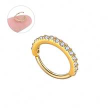 Kit 4 Piercing Nasal Flap With Zirconia Stones For Cartilage - 2銀+2金 - 查看 5