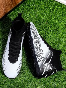 男士新款无缝足球鞋，外观和耐用性均有所提升，女士室内人造草皮训练防滑运动鞋 - 白色 - 查看 5