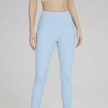 SLOLI High-Waisted Shark Print Yoga Pants, Tummy Control Exercise Leggings For Women - Baby Blue - View 3