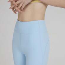 SLOLI High-Waisted Shark Print Yoga Pants, Tummy Control Exercise Leggings For Women - Baby Blue - View 4