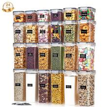9/18/24pcs Airtight Food Storage Container With Lid, Sealed Capacity For Flour, Sugar, Baking Supplies, And Dry Goods With Labels And Tags, Dishwasher Safe, Plastic Food Jar For Kitchen Pantry Organization, Kitchenware. - trắng - Xem 1