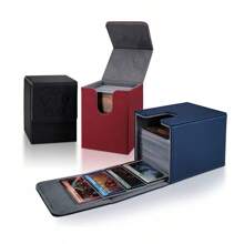 交易卡牌收纳盒，版权设计，卡片收纳盒可容纳 100 多张单独包装的卡片，带强力磁铁的 PU 皮革盒，适用于 Magic TCG CCG 扑克牌 - 彩色 - 查看 10