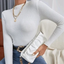 Kit 2 Women's Blouse Cold Cacharrel Knit Winter - Đen + Trắng - Xem 5