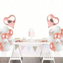 Bộ 28 quả bóng bay kim tuyến vàng hồng, đồ dùng tiệc sinh nhật, ảnh, đạo cụ - Hoa hồng vàng - Xem 2