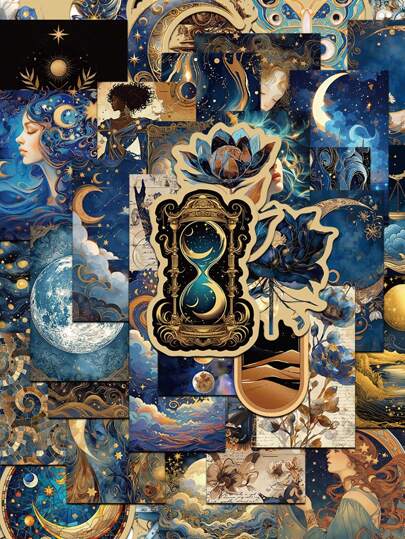 50pcs Mythical Universe Strange Beauty Planet Flowers Creative Handbooks Waterproof Stickers Phone Cases Notebook Stickers