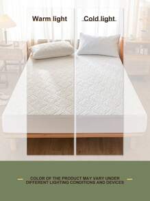 1pc Waterproof Fitted Sheet, Beding, Bed Sheet, Mattress Cover, Soft And Comfortable Mattress Protector, Breathable Bed Cover, Dustproof And Non-Slip Design, Ideal Easter Gift, For Mother's Day Gift, Perfect Holiday Gift, For Single/Twin/Full/King/Queen Bed Sizes, Machine Washable (Without Pillowcase) - White - View 7