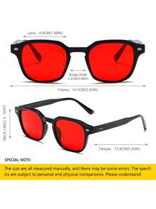 SHEEN KELLY 1 件男士红色框架铆钉时尚眼镜，适合户外旅行、节日礼物、夏季海滩度假、户外、旅行的男士礼物 - 酒紅色 - 查看 10