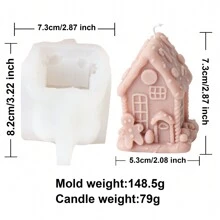 Stampo per candele a forma di casetta natalizia, stampo in silicone fatto a mano per capanna di legno natalizia, per realizzare decorazioni in gesso, resina e argilla, adatto per decorazioni natalizie per la casa e feste - Bianco - Visualizzare 13