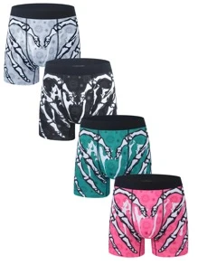 4pcs Men/Young Devil Claw Printed Boxer Briefs - Multicolor - View 2