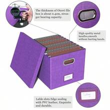 Caja organizadora de archivos, caja de archivo con tapa, caja de archivo para carpeta de archivo tamaño carta/legal, caja colgante portátil para archivos para oficina/decoración/hogar, 1 paquete, negro-solo la caja - Morado - Ver 4