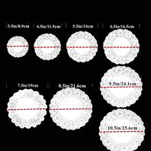 100个圆形纸蕾丝餐垫，装饰性一次性餐垫，适用于甜点、油炸食品盘、婚礼餐具装饰、蛋糕包装、空气炸锅衬垫、空气炸锅纸垫。 - 白色 - 查看 8