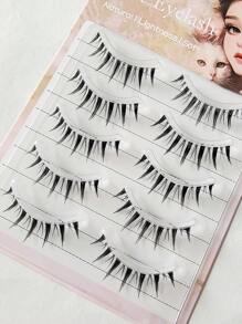 aHoneya 5对CC卷翘透明柄假睫毛，簇状自然小恶魔假睫毛，韩式睫毛风格，可重复使用 - 自然纖長款 - 查看 7