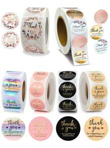 Thank You Graphic Stickers ,Christmas Sticker Graphic,Adhesive Labels For Boutiques Wrapping Supplies Gift Decor ,Round Gift Sealing Sticker For Party - Multicolor - View 10