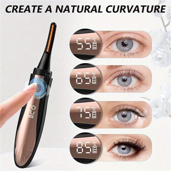 1 件电动加热睫毛夹，USB 可充电 360mAh 加热睫毛夹，带数字显示，4 档温控，便携式手持卷发工具，快速自然完美睫毛夹，送礼佳品