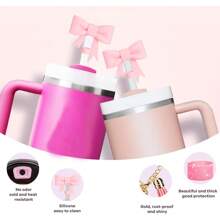 Set de 5 accesorios para tazas de 30oz y 40oz, decoraciones con iniciales para tumblers, que incluye tapa y funda de silicona para pajita, tapa a prueba de derrames, y dije para asa