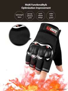 1pair Breathable Anti-Slip Touchscreen Protective Gloves For Cycling, Motorcycle, Outdoor Sports - Fingerless Sports Gloves - View 13