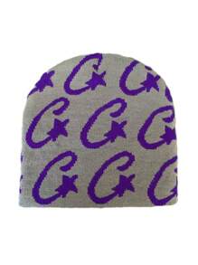 1 pièce Bonnet tricoté jacquard étoile, Chapeau crâne décontracté, Casquette de ski à la mode, Casquette de sport, Chapeau de couple, Cadeau de vacances