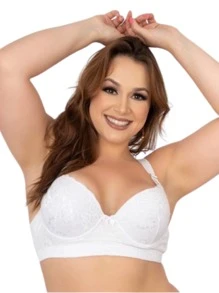 Kit 3 Plus Size Support Bra Reinforced Women's With Lace Cup Thick Adjustable Strap With Underwire - 彩色 - 查看 6