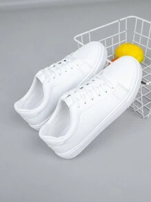 New Casual Versatile Women White Sneakers, Lightweight Anti-Skid Student Running Sports Shoes, Soft Sole Non-Fatiguing