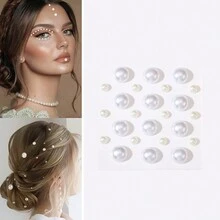 3D Rhinestone Face Sticker, Pearl Face Jewelry Stickers Self-Adhesive Face Makeup Decoration Sticker Crystal Face Jewels Tattoo Rhinestone Makeup Too - Multicolor - View 7