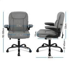 ALFORDSON Massage Office Chair, Computer Office Chair, Linen 150kg Load Capacity, 90-135° Backrest Adjustable Ergonomic PC Chair, 360° Rotatable, Fabric Gray - Grey - View 9
