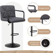 Nalupatio  Adjustable Height Bar Stools Set Of 2- 360° Swivel, Stylish Design, High-Quality PU Leather, Comfortable Sponge Cushion, Footrest, And Rubber Ring Base - Dark Grey - View 6