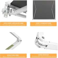 200/300 X 250cm Manual Articulated Arm Awning, Articulated Awning, Including Wall Bracket, Hand Crank, Water-Repellent Aluminum/Polyester, For Outdoor Terrace Balcony, Anthracite - 灰色 - 查看 3